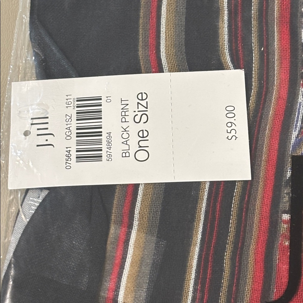 J. Jill Print Scarf Black and Red - Brand New with Tags - Picture 2 of 4